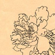 Chinese painting with paper texture--line drawing flower N23