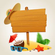 Wood sign in the beach