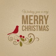 Merry Christmas Card with Bird