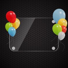 Glass frame with colored balloons N2