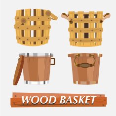 wood basket - vector N2