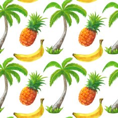 Watercolor seamless pattern with palm trees