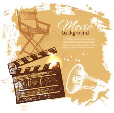 Movie background with hand drawn sketch illustration N2
