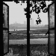 abstract black and white mosaic check window pattern background