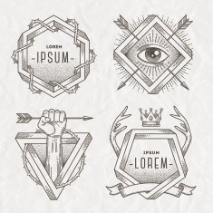 Line art emblem with heraldic elements and impossible shape