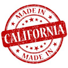 made in California red round grunge isolated stamp
