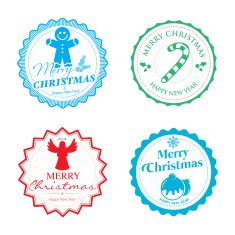 Colourful grunge xmas rubber stamps
