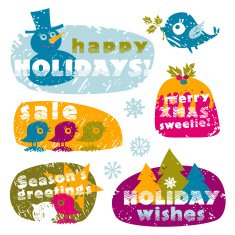 Set of Cute Winter Holiday Labels N3