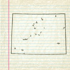 Vector Sketchy Map on Old Lined Paper Background Colorado N2