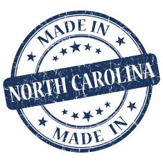 made in North Carolina blue round grunge isolated stamp