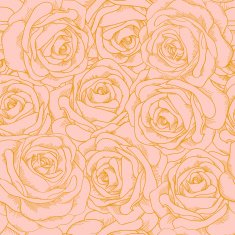 seamless background of pink roses with a gold outline N2