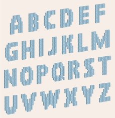 Vector alphabet letters which consist of volume blocks