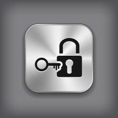 Lock icon - vector metal app button N2