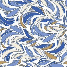Blue seamless vector texture with feathers