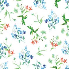 Forget-me-not and field flowers watercolor seamless vector print N2