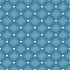 Seamless green velvet quilted background with silver heart shaped pins N2