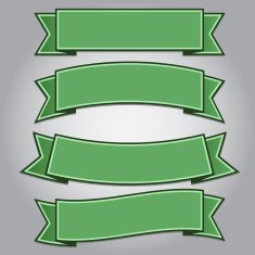 Set of green ribbon banners N2