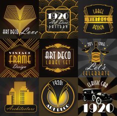 Art Deco style set of label design templates