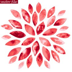 Red Watercolor Sunburst Flower