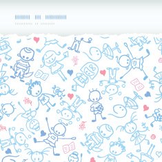 Playing children horizontal torn seamless pattern background N2