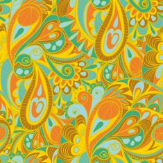 Hand-Drawn Abstract Seamless Pattern With Vintage-Colored Curves Vector illustration N2
