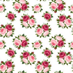 Seamless pattern with red and pink roses Vector illustration N4