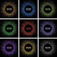 Set of 9 Colorful Bright New Year 2015 Backgrounds