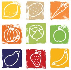 Printed fruit and vegetable blocks