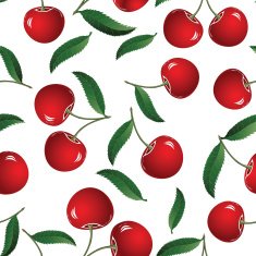 Vector fruit icon Seamless cherry background