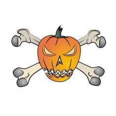 Vector Angry Halloween Pumpkin With Bones N2