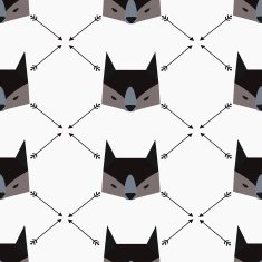 Seamless pattern with wolf and arrows N2