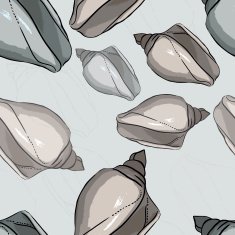 vector seamless pattern of trace shells