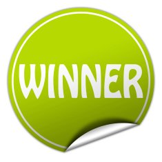 winner round green sticker on white background