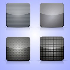 Vector metal app icon set on blue background
