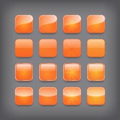 Set of blank orange buttons N2