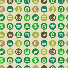 Vector seamless pattern with finance icons and signs