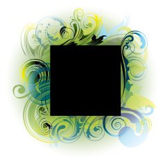 Color black square floral design
