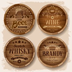 Casks with alcohol drinks