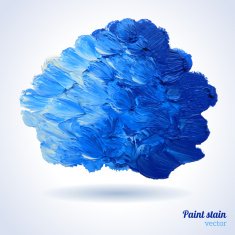 Cloud of blue oil paints isolated on white N2