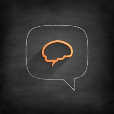 Speech bubble with brain on Blackboard - Chalkboard