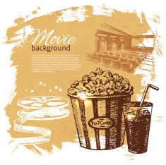 Movie background with hand drawn sketch illustration N3