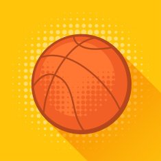 Sports illustration with basketball ball in flat style