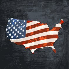 USA flag map on blackboard N2