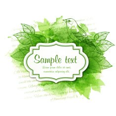 Vector watercolor spring illustration with bird and leaf N5