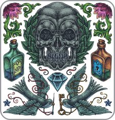 Hand-drawn vector tattoo set symbolic collection N4