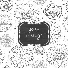Chalk flowers blackboard frame seamless pattern background