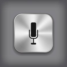 Microphone icon - vector metal app button N2
