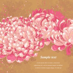 Romantic background with pink chrysanthemum on gold N2