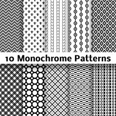 Monochrome different vector seamless patterns (tiling) N2