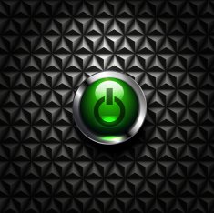 Vector glossy green power button